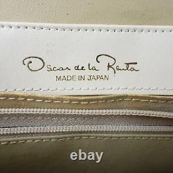 Sac vintage Oscar de la Renta des années 1980 en cuir blanc, cadre carré, boîte rare