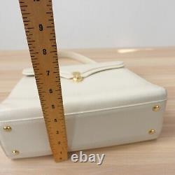 Sac vintage Oscar de la Renta des années 1980 en cuir blanc, cadre carré, boîte rare