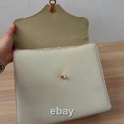 Sac vintage Oscar de la Renta des années 1980 en cuir blanc, cadre carré, boîte rare