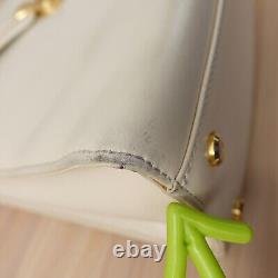 Sac vintage Oscar de la Renta des années 1980 en cuir blanc, cadre carré, boîte rare