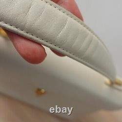 Sac vintage Oscar de la Renta des années 1980 en cuir blanc, cadre carré, boîte rare