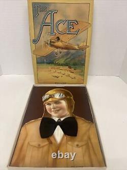 Super Rare! Cravate Papillon Vintage des années 1930 The Ace Aviation avec Boîte
