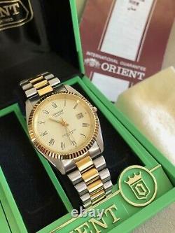 T.n.-o.! Ultra Rare Orient Président Datejust Two Tone Quartz Watch Vtg USA Seller