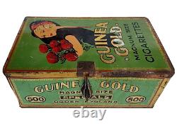 Vieille Ancienne Ancienne Rare Guinea Or Magnum Cigarettes Boîte En Tin De Litho, England