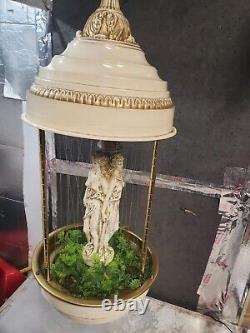 Vieille Lampe De Pluie À Huile Suspendue Avec La Statue Rare 3 Déesse! Lire