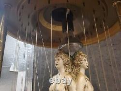 Vieille Lampe De Pluie À Huile Suspendue Avec La Statue Rare 3 Déesse! Lire