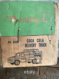 Vieux Camion De Coke Buddy L Dans La Boîte D'origine Jaune Coke Rare Cola Avec Des Caisses De Soda