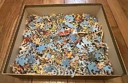 Vintage 1000 Pièces Puzzle De Puzzle En Bois De Boîte D'or De Victoire. 28 X 22 Rare! A++