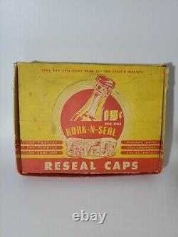 Vintage 1945 Kork-N-Seal 12 Boîtes Capsules Rouges de Réserve Présentoir de Magasin NEUF RARE