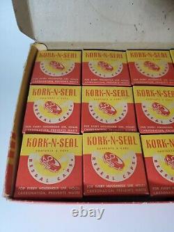 Vintage 1945 Kork-N-Seal 12 Boîtes Capsules Rouges de Réserve Présentoir de Magasin NEUF RARE