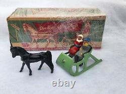 Vintage 1947 Barclay Lead Christmas One Horse Open Sleigh #510 Dans sa boîte Rare