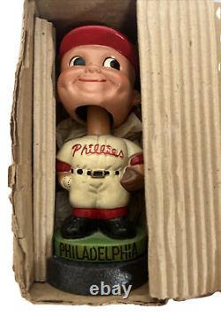 Vintage 1968 Phila Phillies Nodder Bobblehead du Japon - Base de citron dans la boîte RARE