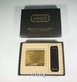 Vintage 1982 ARAMIS pour homme Cologne solide en or 24 carats dans sa boîte d'origine - Rare gemme jamais utilisée