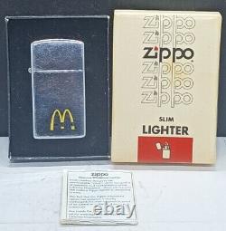 Vintage 1983 Mcdonald's Slim Zippo Lighter Unfire Près De La Monnaie En Boîte Very Rare