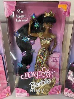 Vintage 1995 Nouveau En Boîte Bijoux Cheveux Sirène Barbie Lot! Afro-américain Rare