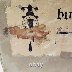 Vintage Baumann Buco 1320 Horloge Murale Suisse En Bois Avec Boîte D'origine Rare