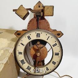 Vintage Baumann Buco 1320 Horloge Murale Suisse En Bois Avec Boîte D'origine Rare