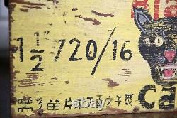 Vintage Black Cat Fireworks Box Hong Kong Bois Vide Expédition Crate Chest Rare