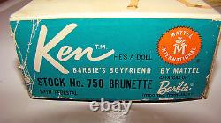 Vintage First-issue Brunette Flocked Haired Ken In Rare Original #1 Ken Box Mint