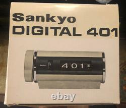 Vintage Green Sankyo Digital Alarm Modèle 401 MCM Flip Rare With Box Works