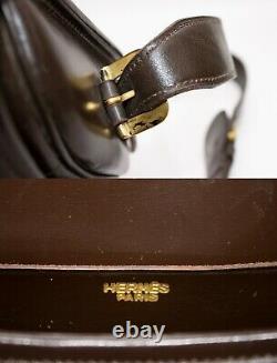 Vintage Hermés Hermes Balle De Golf Box Calf Bag Dark Brown Gold Hardware Rare