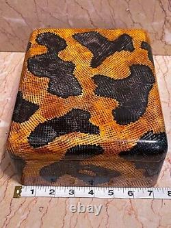 Vintage Maitland-smith Wood Boite À Bijoux Boite À Bijoux! Snake De Python Ultra Rare