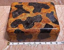 Vintage Maitland-smith Wood Boite À Bijoux Boite À Bijoux! Snake De Python Ultra Rare