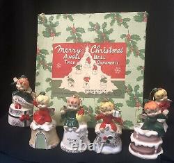 Vintage Nappo Merry Noël Angel Bell Arbre Ornements En Boîte Japon Rare Htf