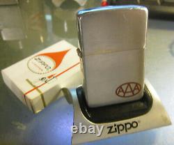 Vintage Rare 1960 Aaa American Automobile Association Zippo Lighter Avec Box