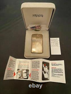 Vintage Rare 1988 Zippo Sterling Argent. 925 Slim Lighter Dans La Boîte D'origine