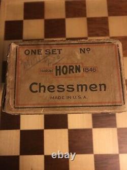 Vintage Rare American Horn Mccrillis Chess Set 2.8 K Boîte Originale