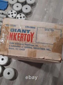 Vintage Rare Htf Giant Tinkertoy Set 5300 Complet 80 Pièces & Box Tinker Toys