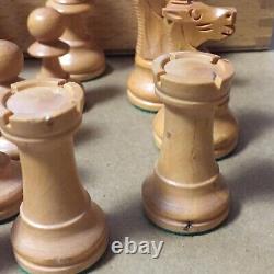 Vintage Rare Lardy Ou Chavet Chess Set Avec Boîte En Bois Originale 3.25 King