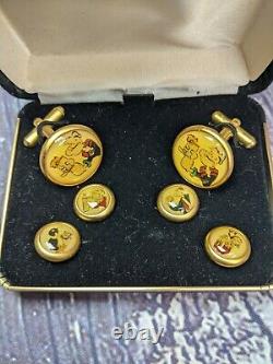 Vintage Rare Popeye Sailor Gold Navy Boutons De Manchette Set Cadeau De Mariage