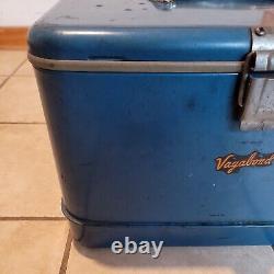 Vintage Rare Vagabond Thermos Cooler Metal Ice Chest Box Avec Poignée Fabriqué Aux États-unis