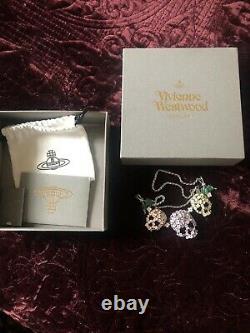 Vintage Rare Vivienne Westwood Crâne Fleur D'émail Avec Boîte & Pouch