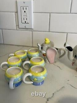 Vintage Rare-disney Dumbo- Mini Tea Set Complete Box Cups Tea Pot Sugar Creamer