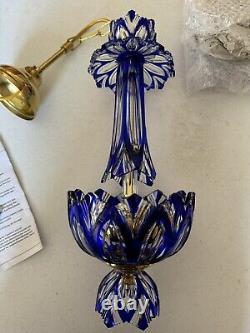 Vintage République tchèque Bohémien Cobalt Crystal Chandelier Nouveau dans la boîte RARE
