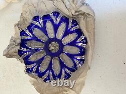 Vintage République tchèque Bohémien Cobalt Crystal Chandelier Nouveau dans la boîte RARE