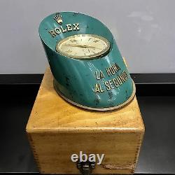 Vintage Rolex So Rare Horloge De Bureau Hoof Temps À La Seconde Avec La Boîte 1950