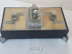Vintage Ronson Touch Tip Art Déco Briquet Chrome Metal Double Cigarette Box Rare