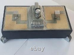 Vintage Ronson Touch Tip Art Déco Briquet Chrome Metal Double Cigarette Box Rare