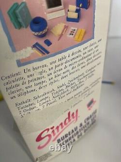 Vintage Sindy Doll Bureau De Travail & Chaise Ensemble Avec Tous Les Accessoires Boîte Hasbro 90s Rare