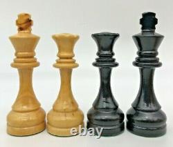 Vintage Staunton Chess Set. Echecs Rares Avec 4,85 Rois. Espagne. Boîte Originale