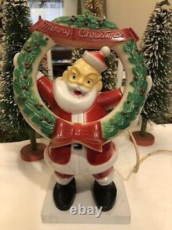 Vintage Sterling Christmas Santa Wreath Light Plastic Miller Paramount Rare Box