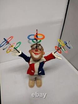 Vintage West German Célèbre Juggler Juggling Clown Wind Up W Anneaux Et Box Rare