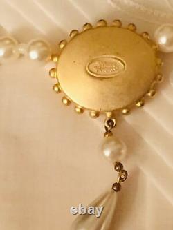 Vtg 1994 Vivienne Westwood Pearl Triple Orbe Logo Collier Or Boîte Rare