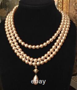 Vtg 1994 Vivienne Westwood Pearl Triple Orbe Logo Collier Or Boîte Rare